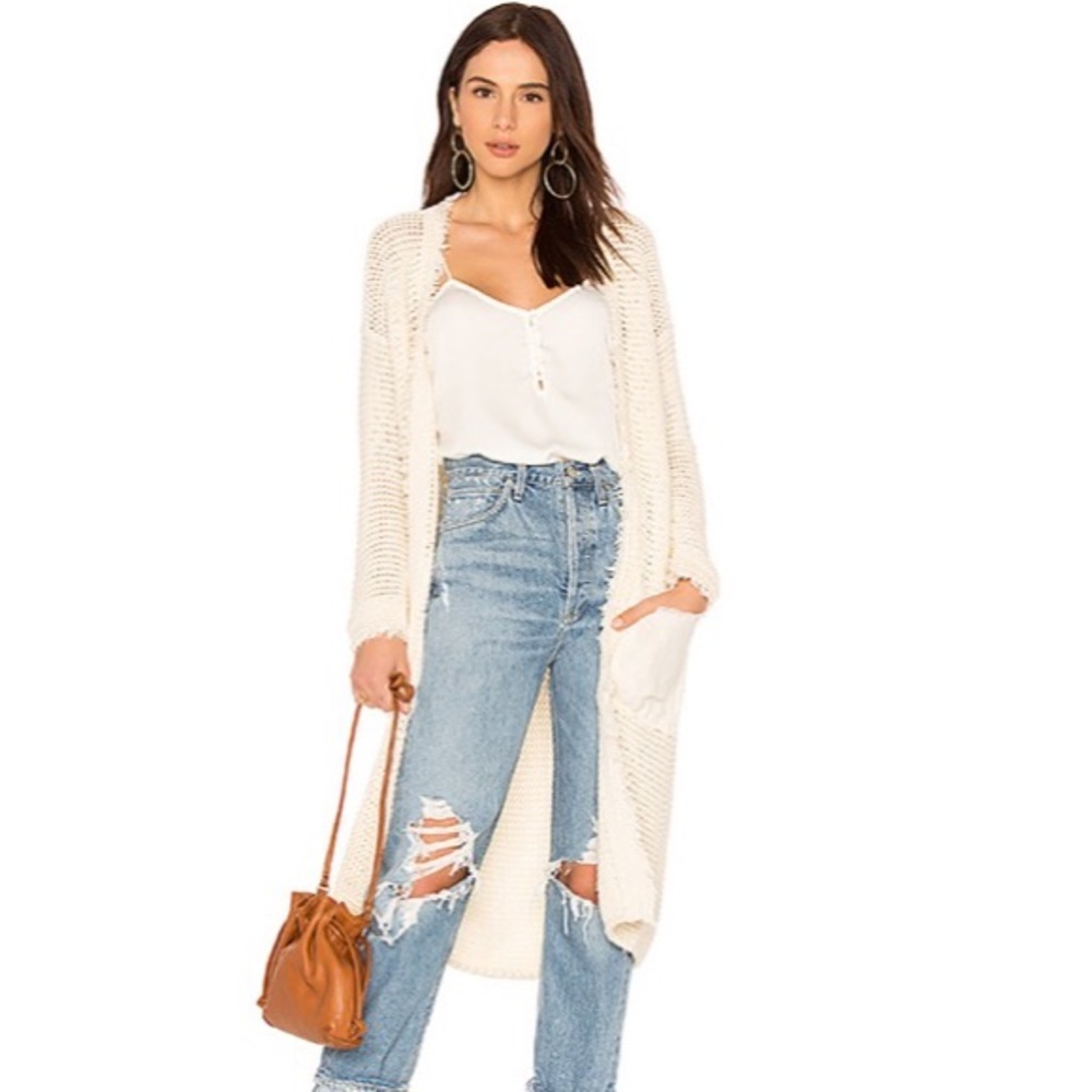FREE PEOPLE Woodstock Frayed Trim Cardigan